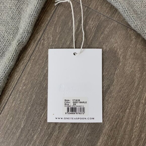 Revolve One Teaspoon Classic Cotton Chunky Knit Sweater Gray Marle Oversized XS - Picture 15 of 16